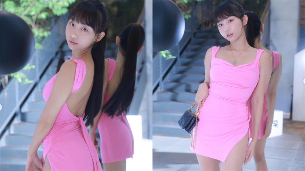 南韓童顏女神「芭比粉洋裝開高衩直逼禁區」！一轉身「大片0瑕疵美肌」全看光