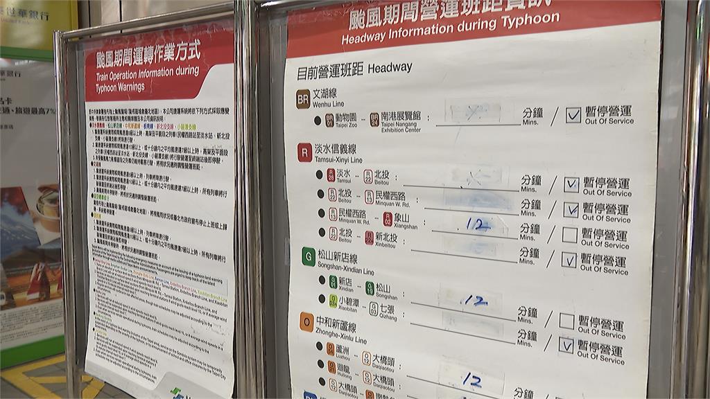 巴威風勢強勁！　捷運文湖線停駛、淡水信義平面與高架段停駛