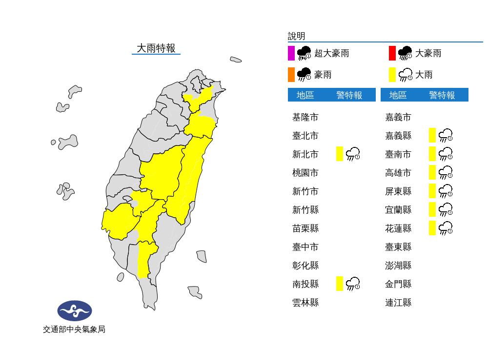 快新聞/午後雨彈開炸! 8縣市大雨特報