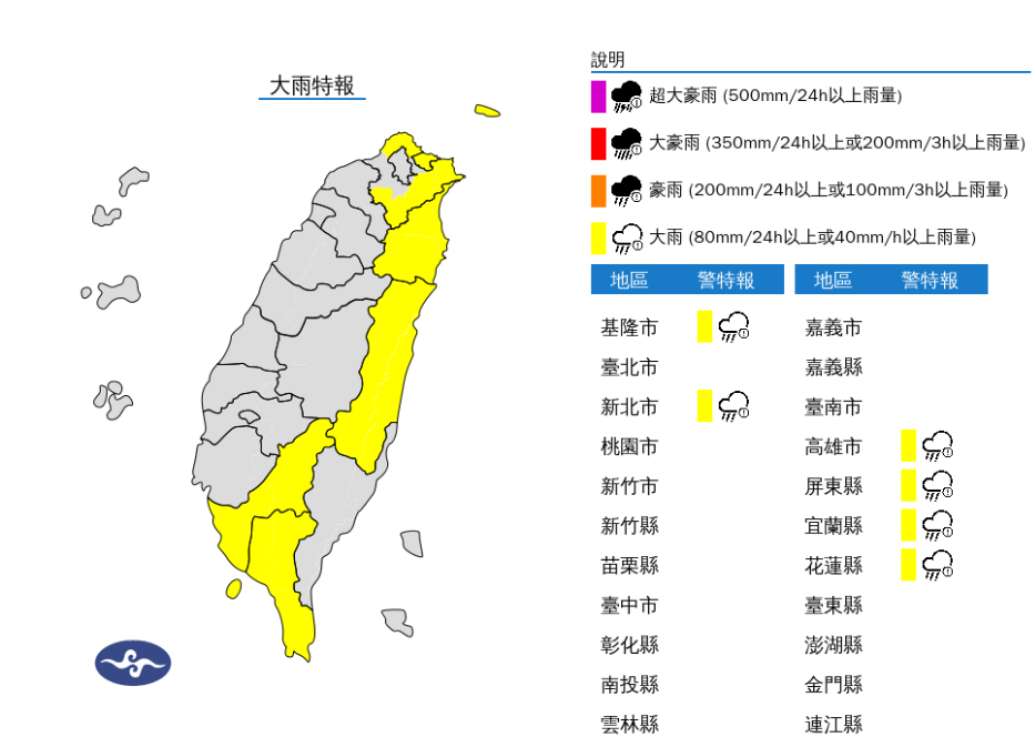 快新聞/雨彈來了!凱米外圍環流發威 6縣市大雨特報