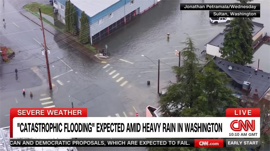 美國華盛頓州暴雨釀歷史性洪災 進入緊急狀態10萬人緊急撤離