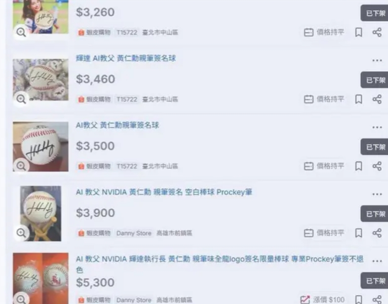 才提醒「不能轉賣」!黃仁勳逾50顆簽名球疑「上架拍賣」轉手價飆破5千