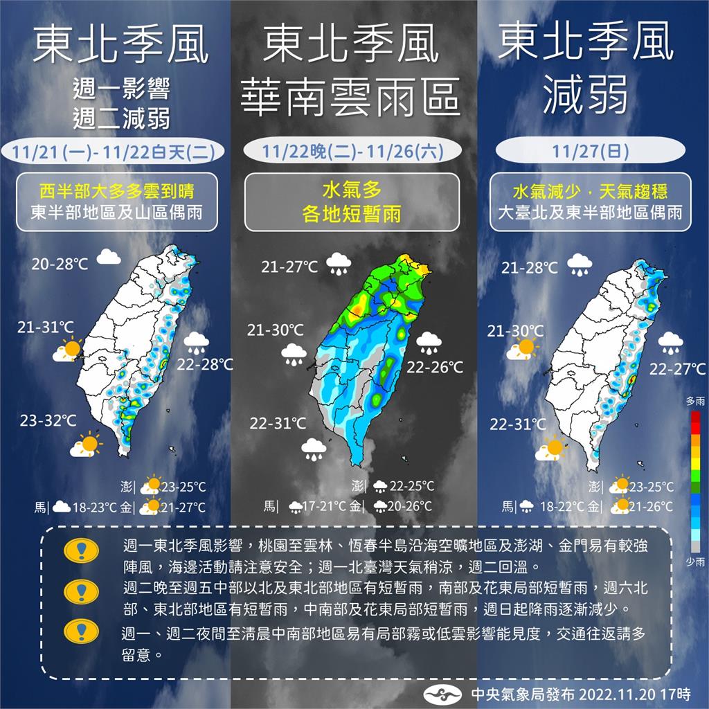 快新聞／東半部今有雨！ 明晚起水氣增各地短暫雨　投票日天氣曝