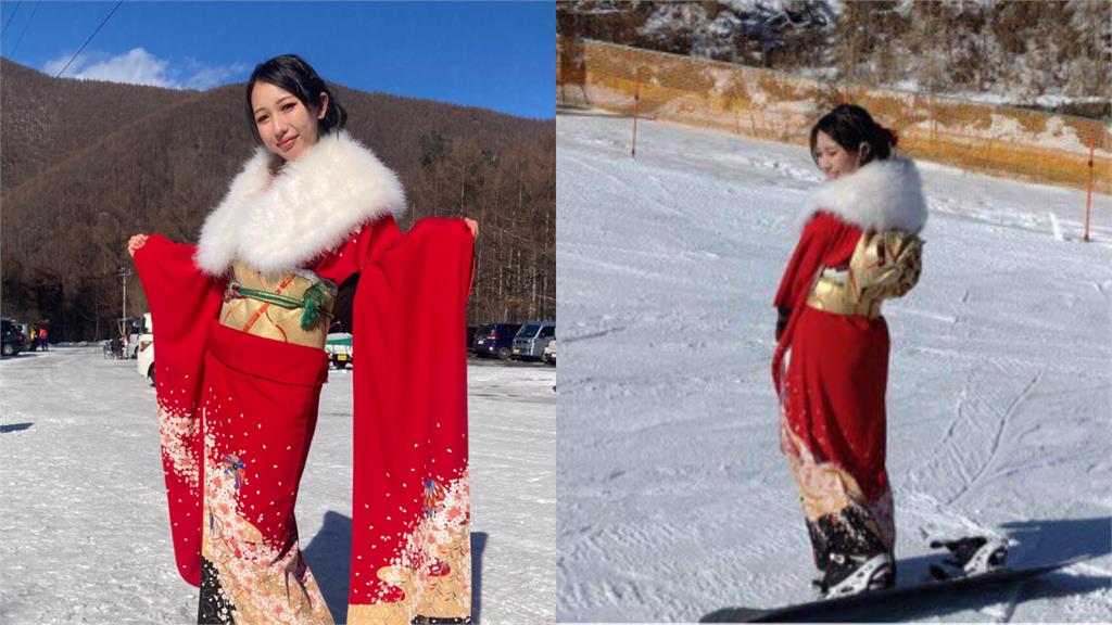 最酷成人禮！日本20歲正妹挑戰「穿和服滑雪」　影片吸4百萬點閱率
