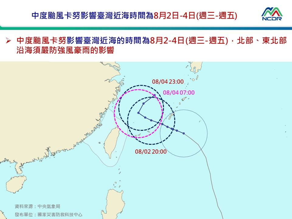快新聞／準備防颱！「卡努」估週四最接近台灣　北部、東北部地區影響最劇