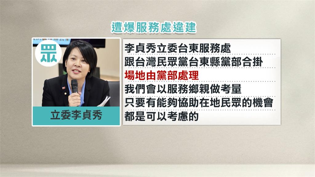 快新聞/李貞秀爭議爆不停!再被控「服務處是頂樓加蓋違建」 民眾黨台東黨部回應了