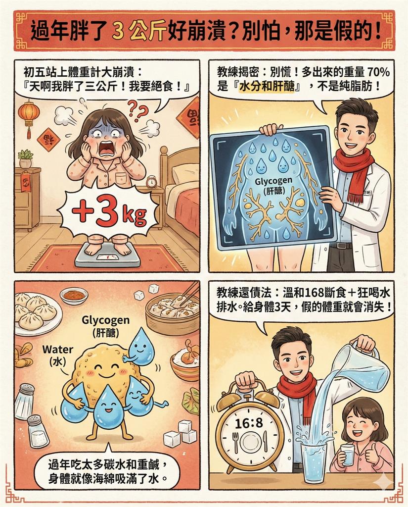 過年「狂吃變胖」先別急著崩潰!營養師親揭「假性脂肪」2招讓你迅速瘦回來