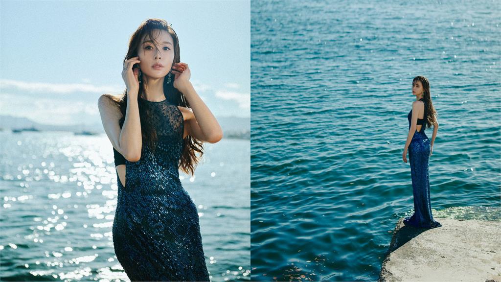 50歲林志玲「人間美人魚」亮相坎城!深藍禮服秀「超絕比例」:美到窒息