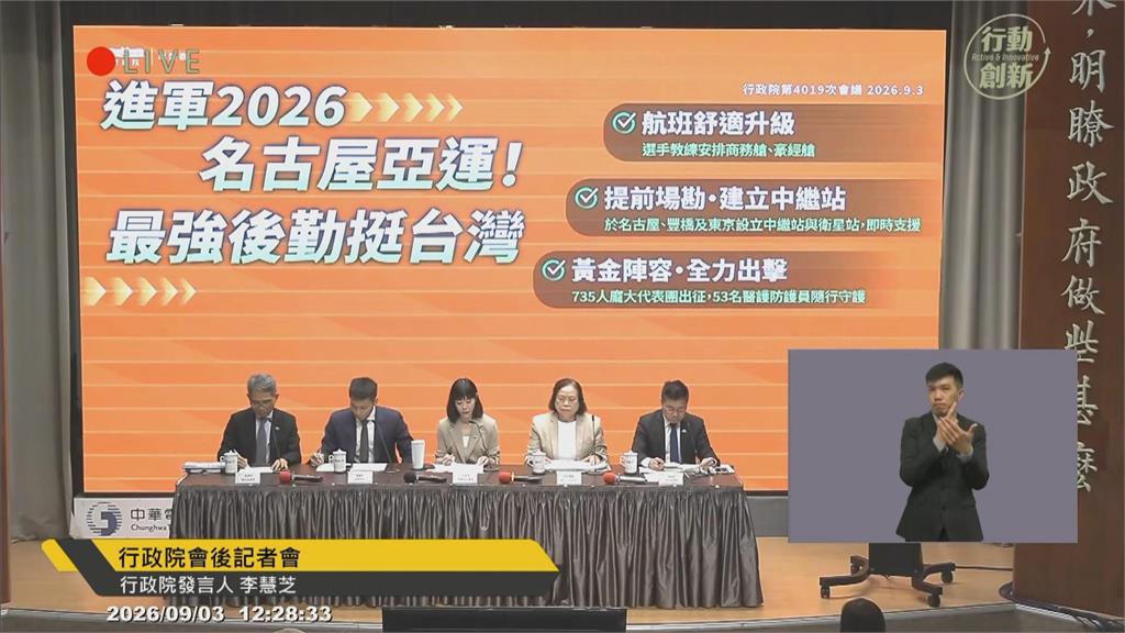 快新聞／亞運代表團創紀錄！730人出征　李洋率隊赴日參賽