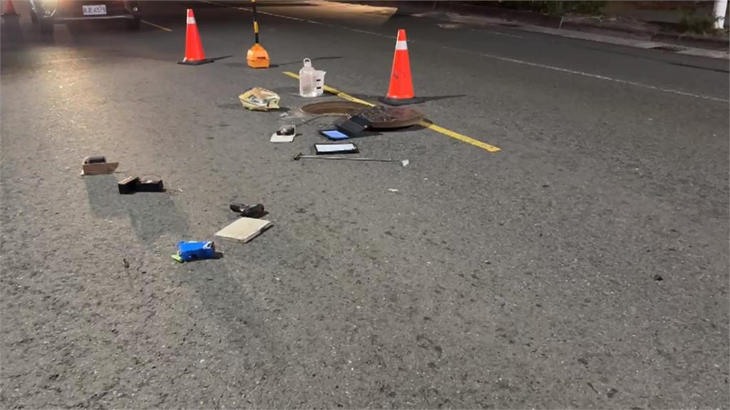 天色昏暗！人孔蓋檢修工人遭撞飛　駕駛：警示號誌距施工點僅幾公尺