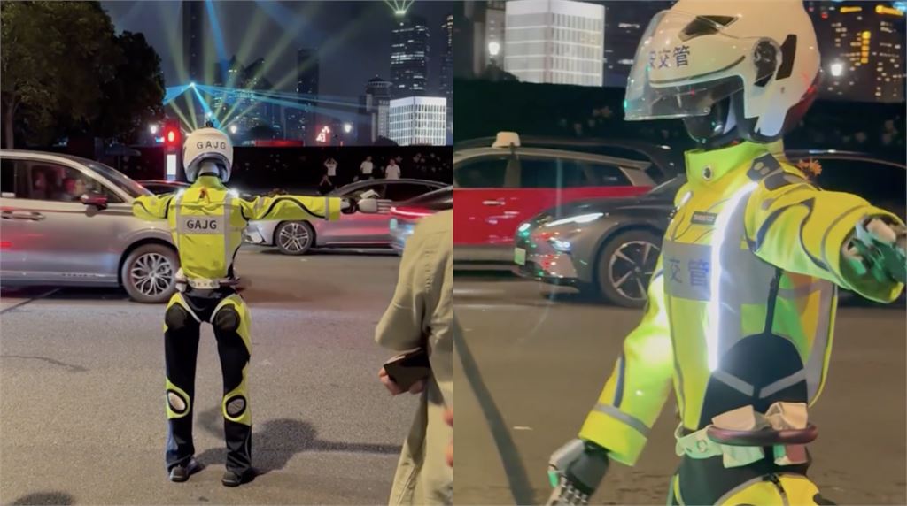 中國上海街頭「紙紮人」交警上崗？夜晚藍光滑行　網友嚇壞：還沒開罰先嚇死
