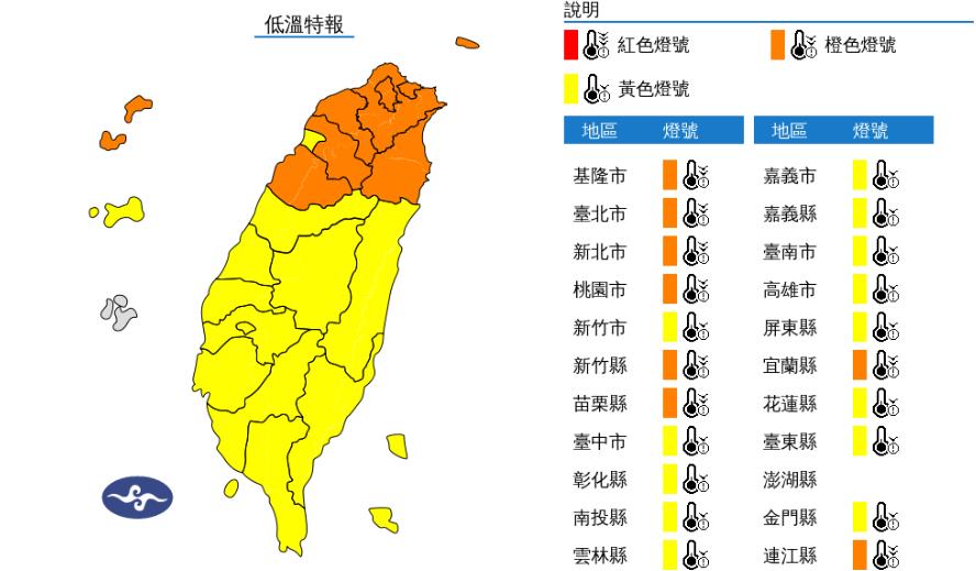 快新聞／加強保暖！21縣市低溫特報　這8地非常寒冷
