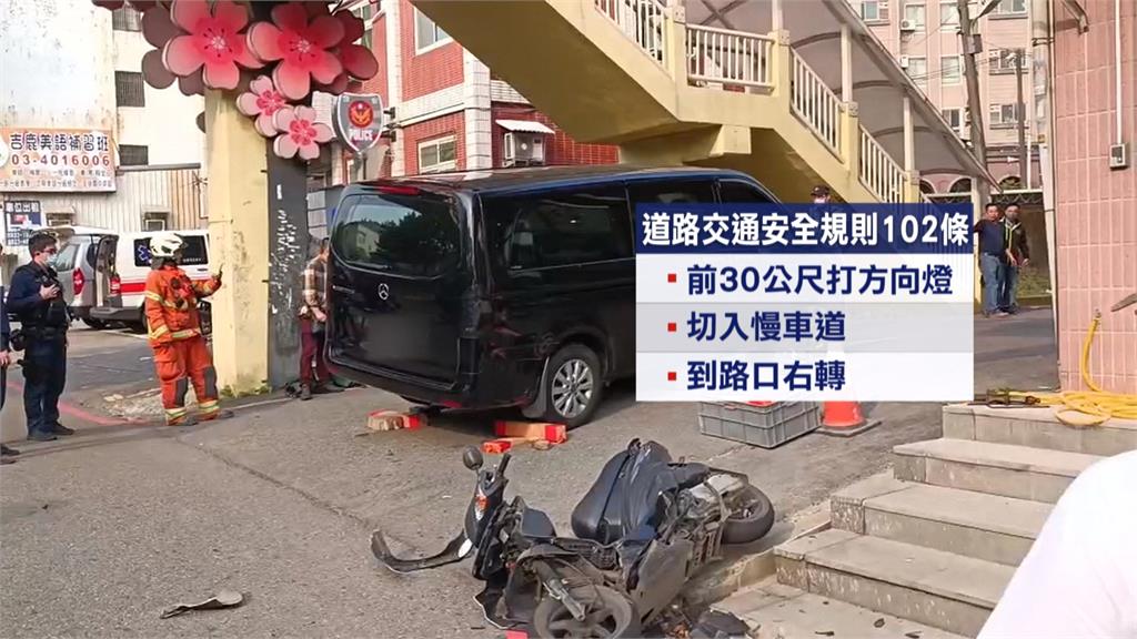 休旅車右轉後方騎士倒地滑行 直接衝進車底