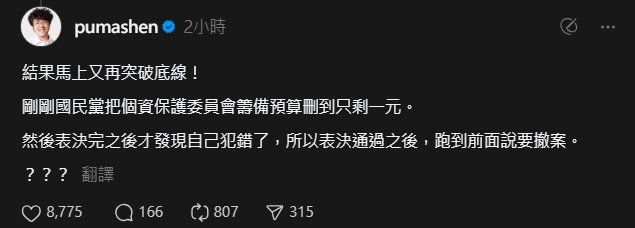 藍白刪預算再秀下限!這1案看錯「表決完又反悔收回」網怒炸:快點罷免他們