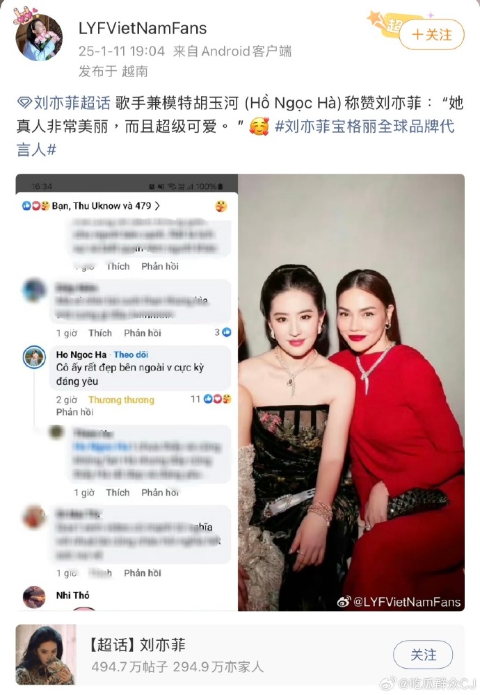 劉亦菲被罵到刪文！合照「切掉越南女星」只留CEO　本尊大方回應：我會再努力