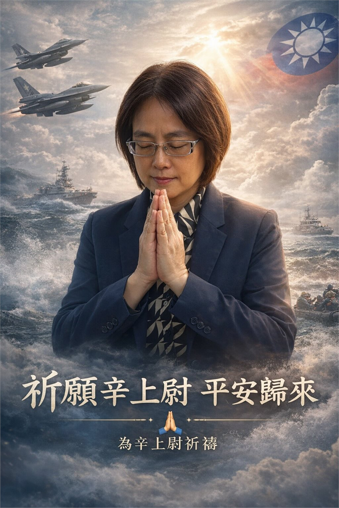 F-16飛官失聯藍委幫集氣竟翻車！海中合掌「大佔C位」慘遭網轟：師姐？