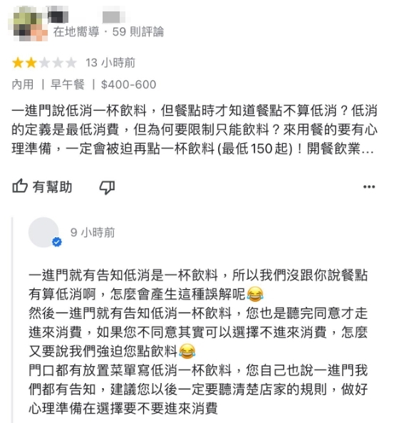 3人吃破千「仍不滿低消」被迫加點飲料!老闆嗆有告知…遭先例打臉