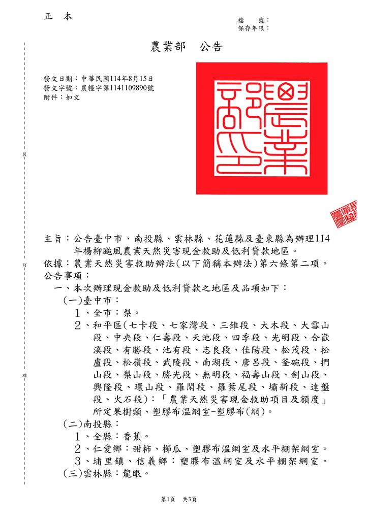 陳瑩、莊瑞雄關心台東農損  農業部公告現金救助「全縣全品項」