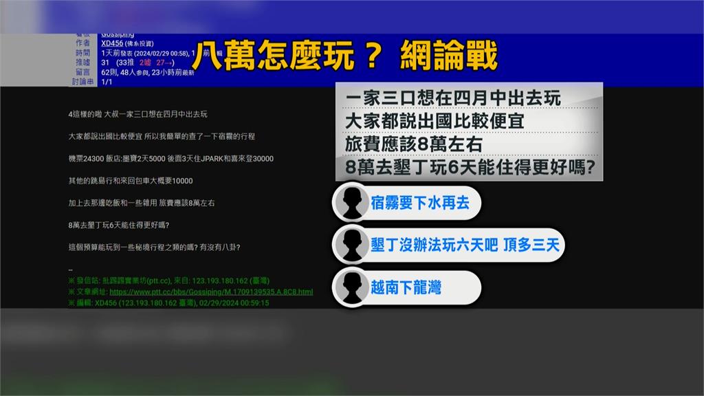 網路熱議！ 一家三口六天五夜花八萬出遊　墾丁vs.宿霧怎麼選？