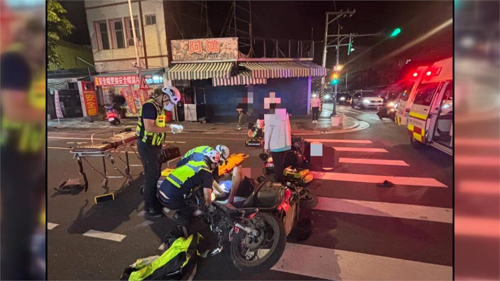 疑雙雙闖紅燈！花蓮兩機車高速對撞　１人右腿變形疑骨折