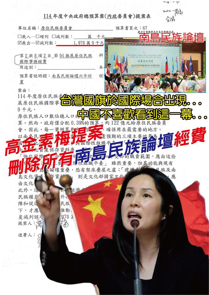 陳瑩曝高金素梅刪「原民外交1976萬」預算!痛批:配合中國打壓台灣原民