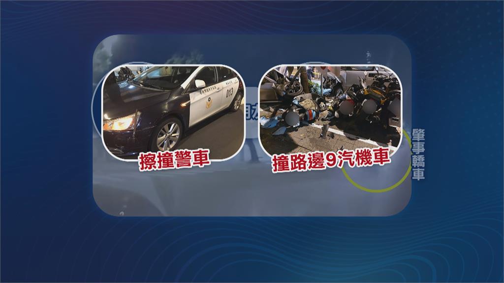 毒駕惹禍?男開賓士撞警車 9汽機車遭波及 BMW買1個月被撞