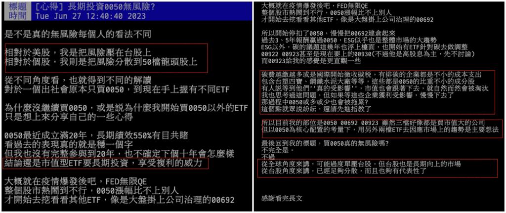 0050「抱20年賺550％」上車無風險？PTT「曝4大投資金律」搖頭