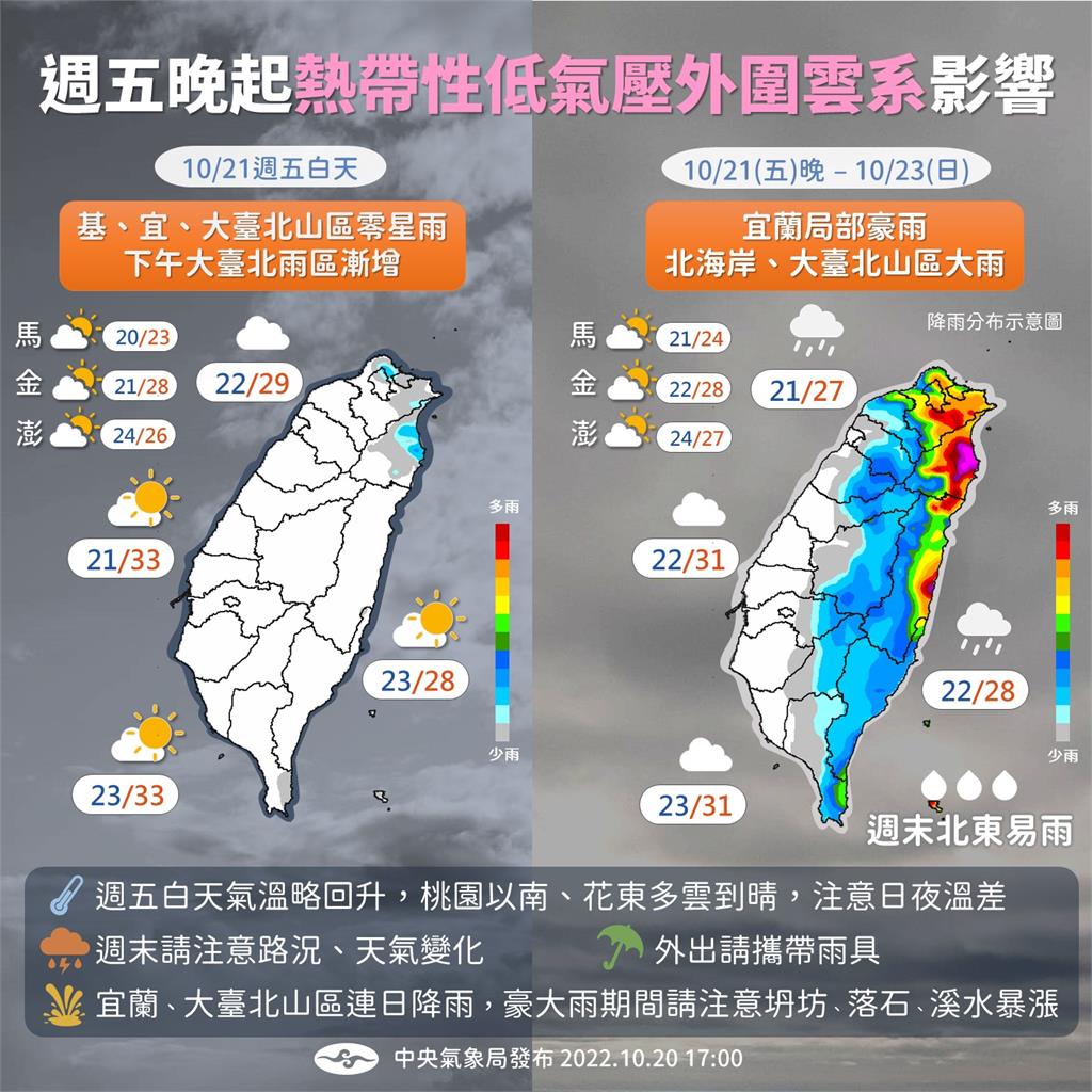 快新聞／氣溫回升北台灣午後變天！ 週末防致災降雨1圖看雨區