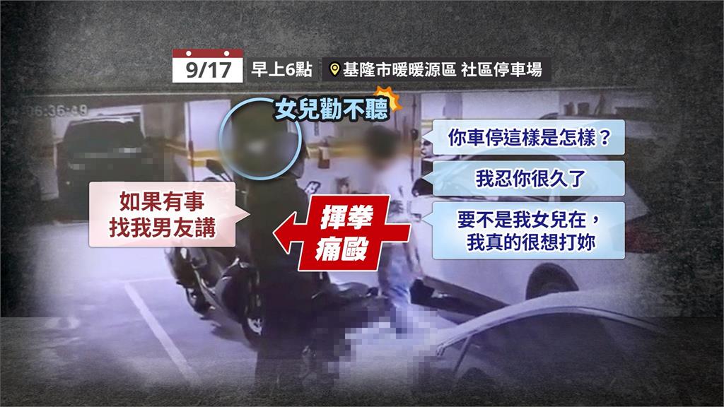 停車糾紛上演全武行！　基隆女騎士上班遭鄰居痛毆