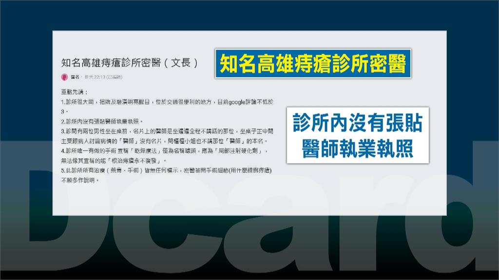 網友爆料「有密醫」　痔瘡診所否認！衛生局：將稽查