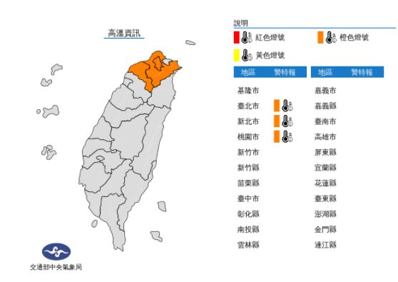 快新聞／北北桃橘色高溫警戒！　紫外線指數易達危險等級、午後防大雨