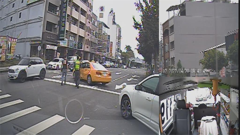 計程車變「螃蟹車」橫行挨撞 消防員即刻救援