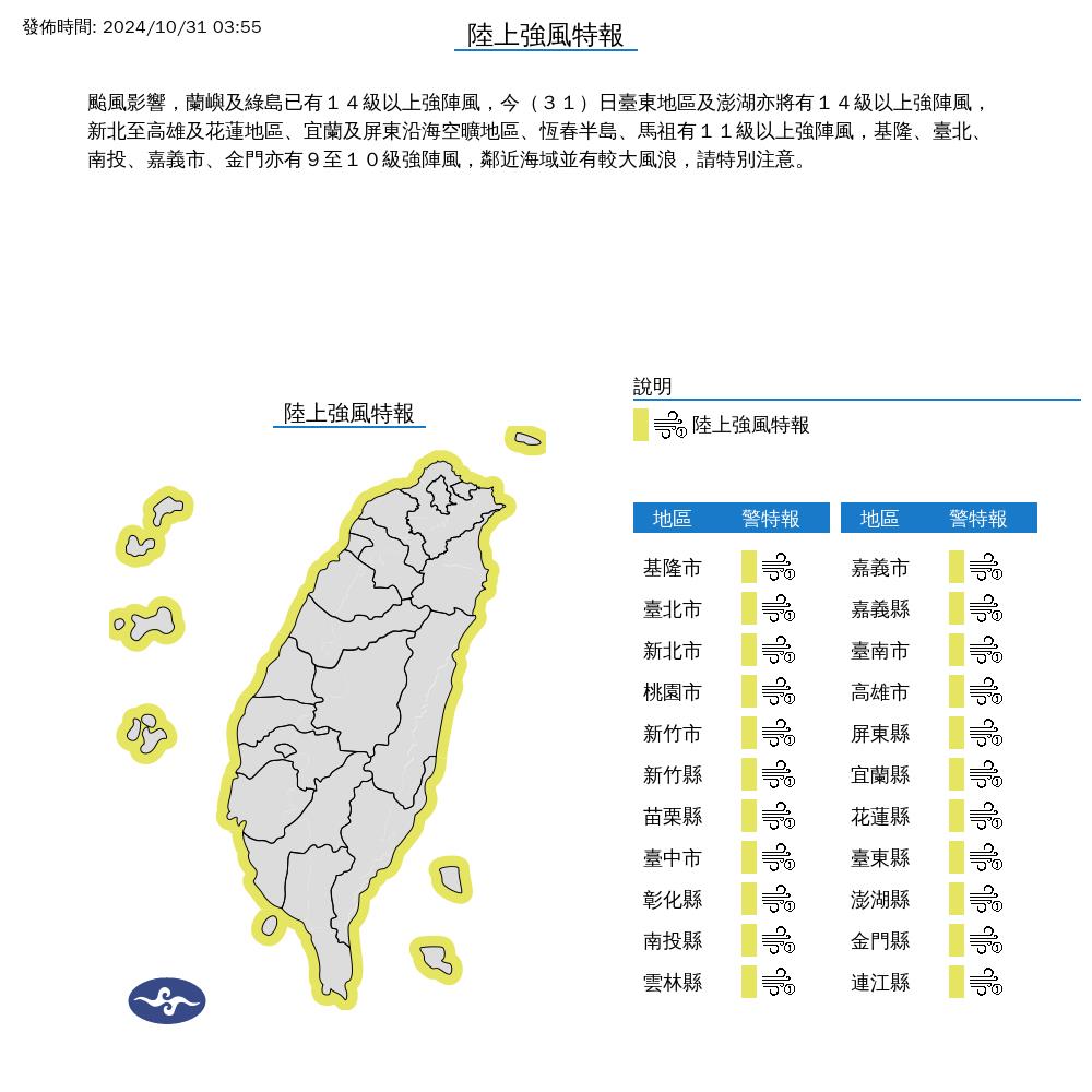 超胖康芮發威！全台22縣市14級↑陣風　暴風圈「白到發紫」畫面曝