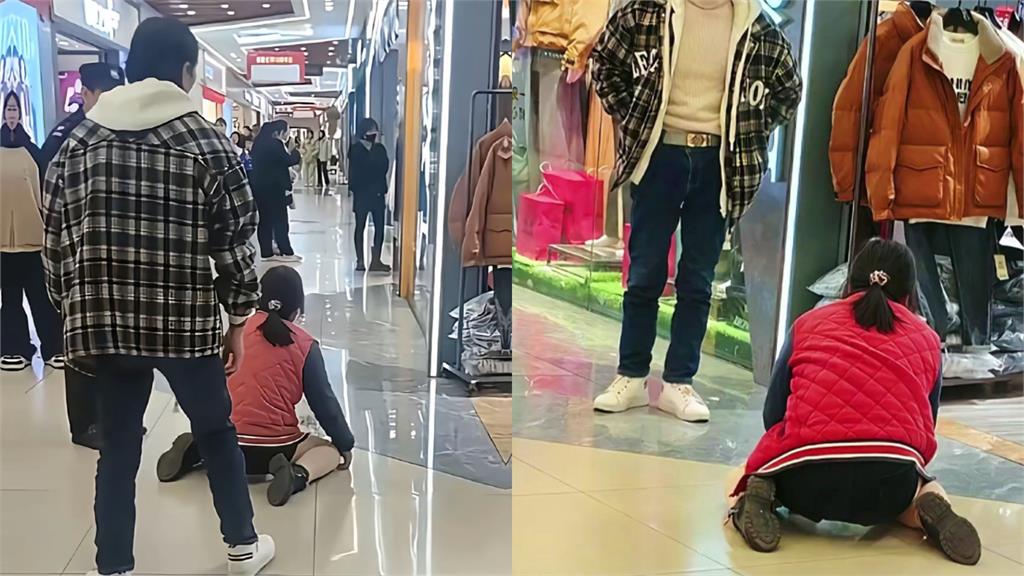 中國女「賣場門口下跪」求丈夫買羽絨衣!13秒畫面曝光…網轟:冷血無情