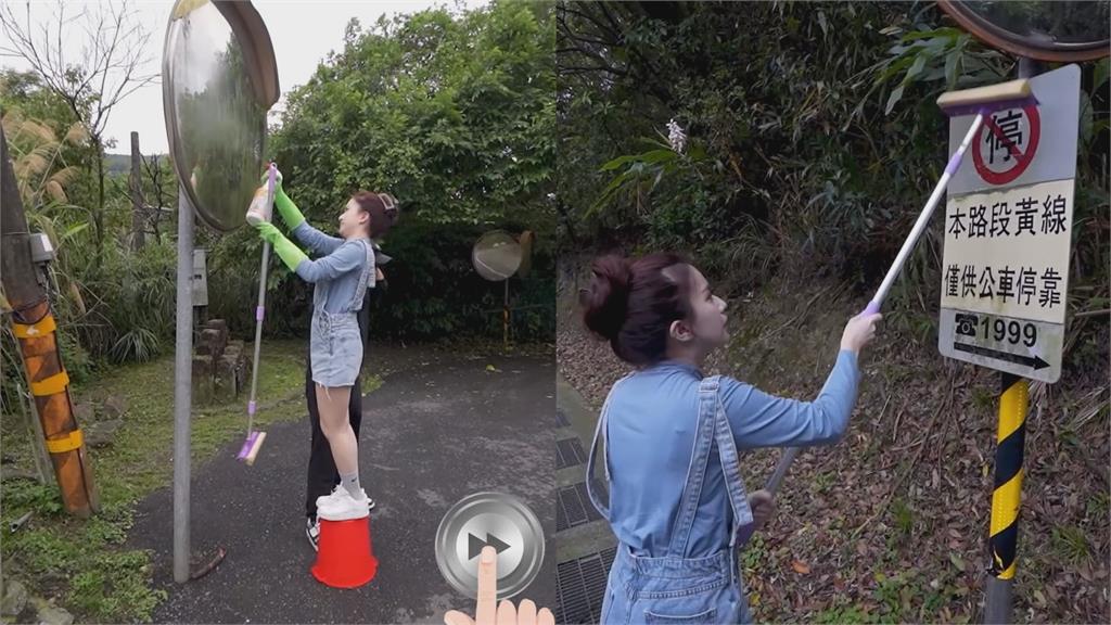 也許能救一條命!黑男女友到山區擦亮反光鏡 忙12小時網讚:人美心善