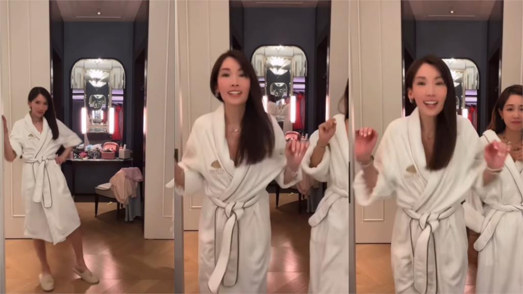 林志穎愛妻浴袍熱舞「彎腰大怒神」!寬鬆領口扛不住…千網猛重播:什麼意思