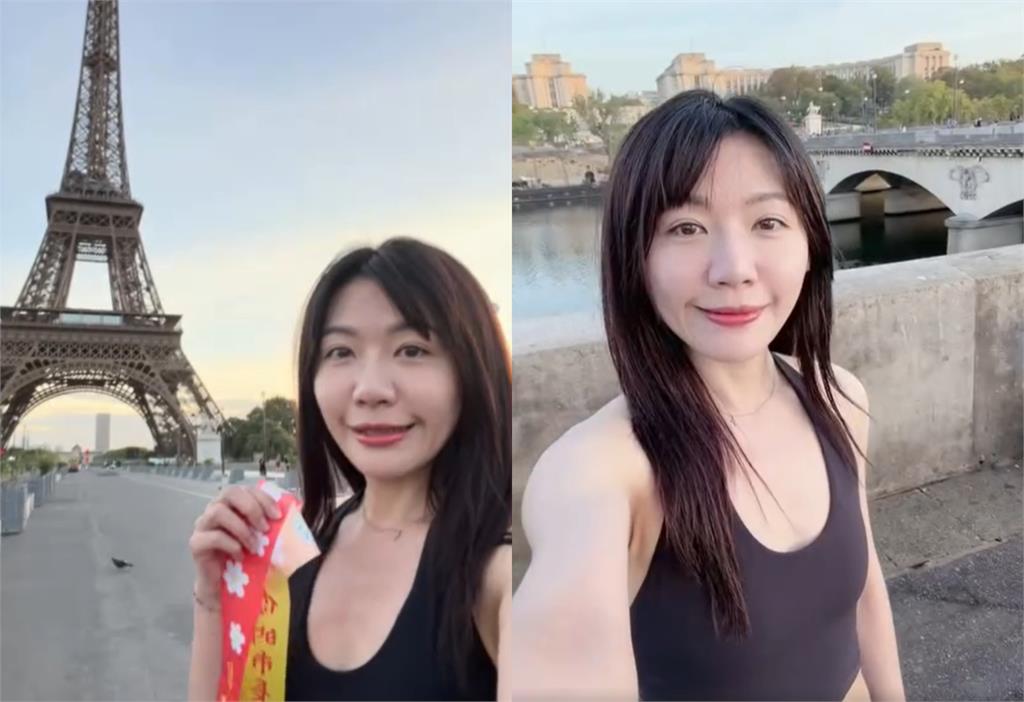 巴黎鐵塔見「台灣正妹」無袖衣晨跑太狂！真身被挖「竟是綠委吳沛憶」網瘋看：好猛…