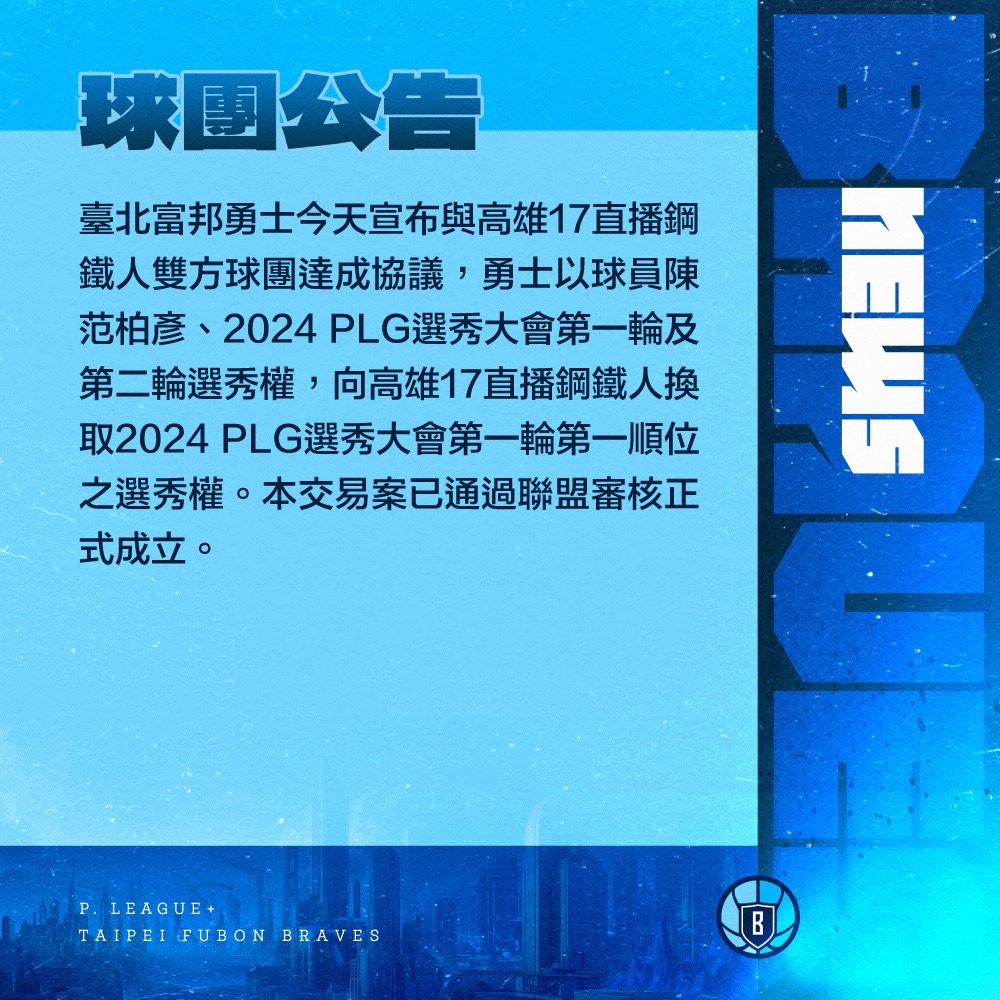 PLG／莫巴耶穩了？勇士陳范柏彥+2024前兩輪選秀權換鋼鐵人狀元籤