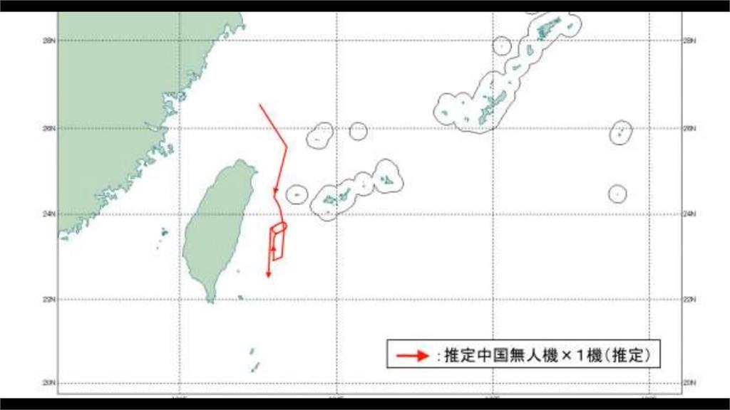 中國無人機現蹤台灣和與那國島間　順時針方向繞行台灣