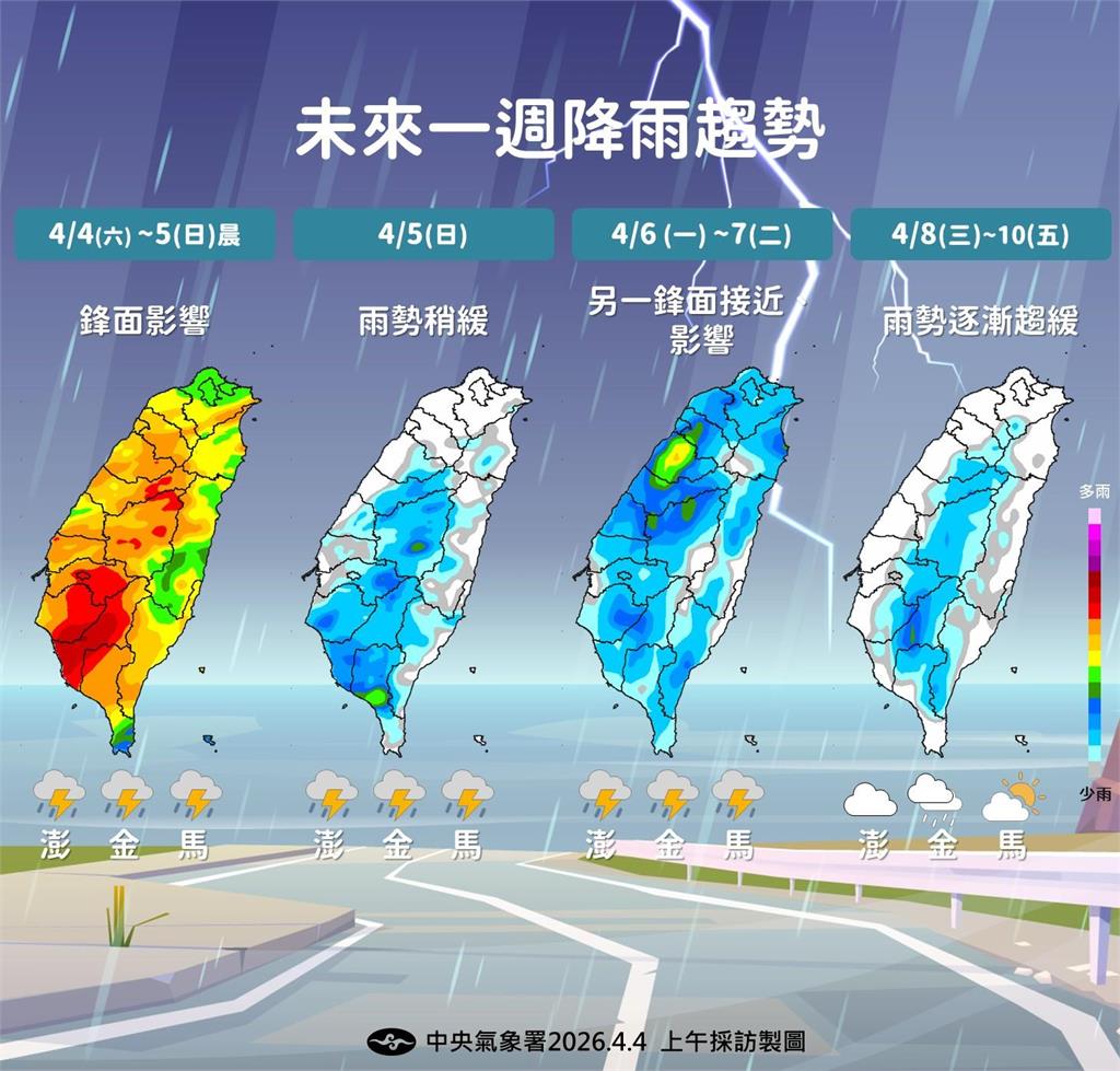 快新聞/清明連假溼答答!下波鋒面接近時間曝 氣象署這日前天氣不穩