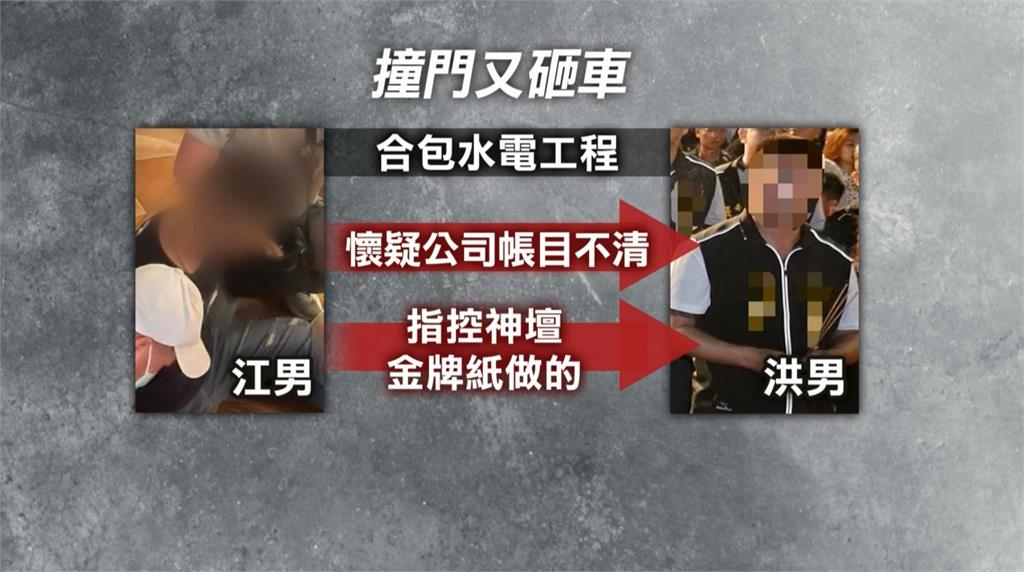 工程帳目不清.給紙金牌 宮廟黑衣人深夜撞門砸車