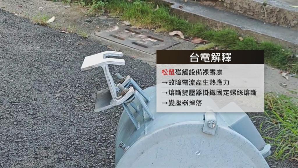 松鼠惹禍？路邊電桿突爆炸　變電箱掉落砸毀停靠轎車