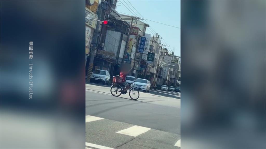 街頭表演？彰化阿伯騎單車「雙手放開」　用路人看傻眼