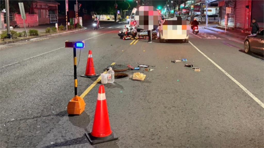 事發畫面曝!人孔蓋檢修工人遭撞飛 駕駛:警示號誌距施工點僅幾公尺