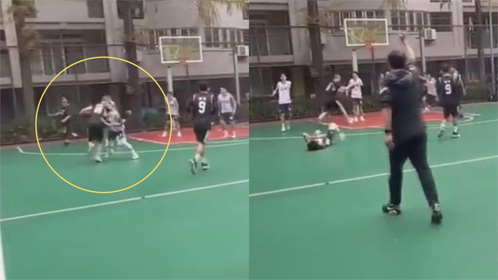 中國男大生打球手段髒！肘擊、飛撞兇殘畫面全被錄　網怒批：蓄意殺人