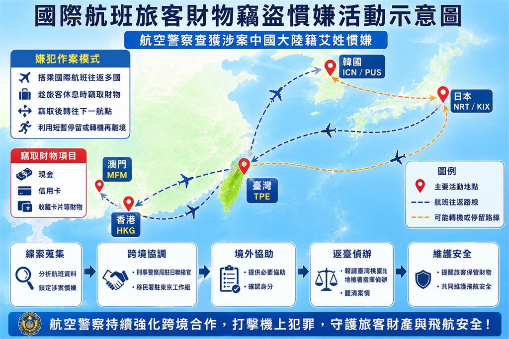 快新聞／國際航班爆連環盜竊案！中國籍「空中大盜」被捕下場慘了