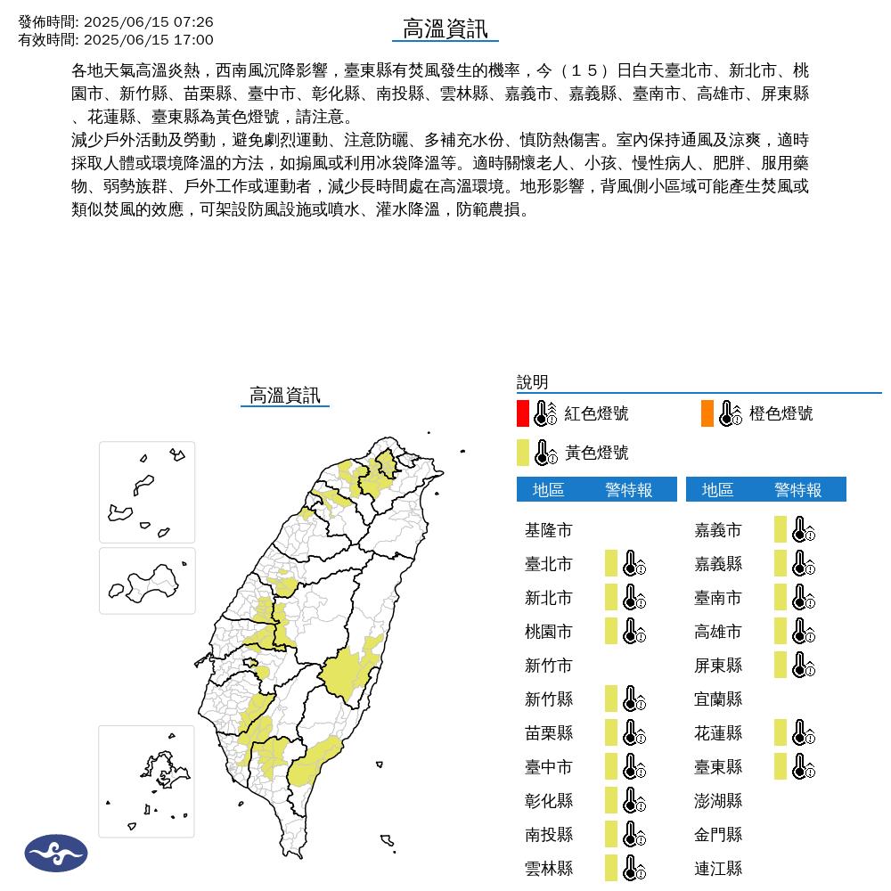 快新聞/蝴蝶已減弱為熱低壓 16縣市亮高溫燈號