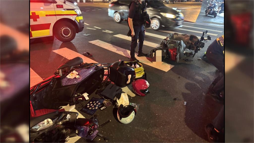 疑雙雙闖紅燈！花蓮兩機車高速對撞　１人右腿變形疑骨折