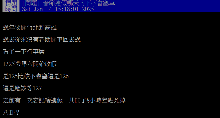 過年連假「選這天」南下國道一路暢通?過來人曝1時間:絕對不塞!