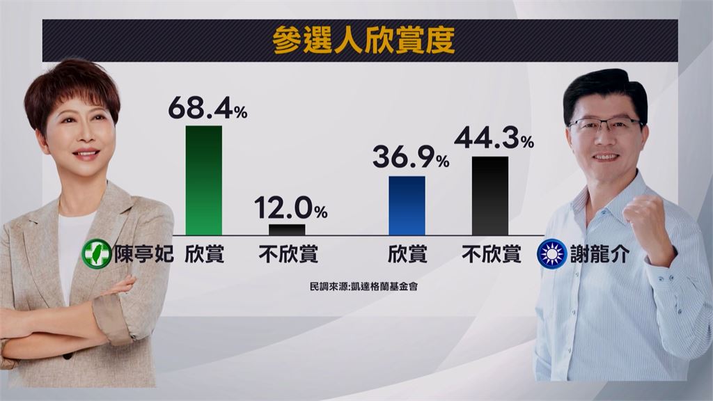 台南市長民調支持度輾壓! 陳亭妃大勝謝龍介36.8%